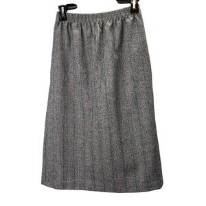 Vintage Wool Blend Skirt 6 Gray Stripe USA Dark Academia Collegiate Classic